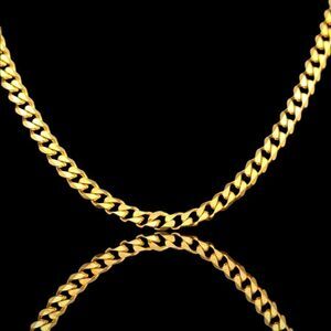 18" x 5mm 14K Gold Finish over 316L Stainless Steel Cuban Chain.